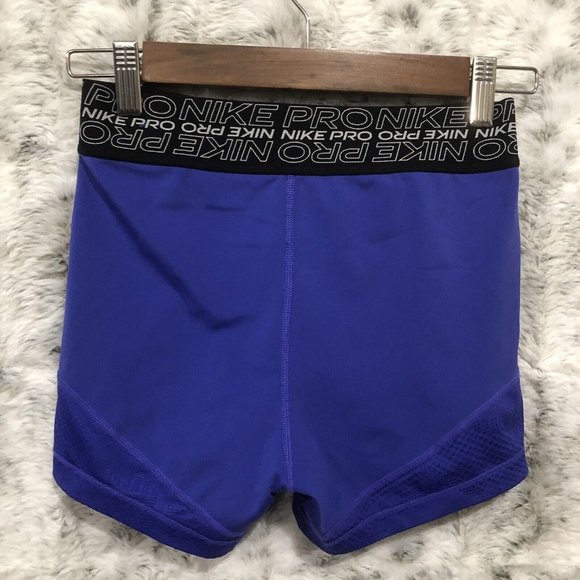 Nike Pro Crossover Waistband Shorts Womens Sz Small Blue Stretch Activewear - Picture 2 of 11
